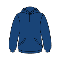 Kirkwall Navy FT Cotton/Poly PE Hoodie with School logo. ( Size 9-10 to XSmall )