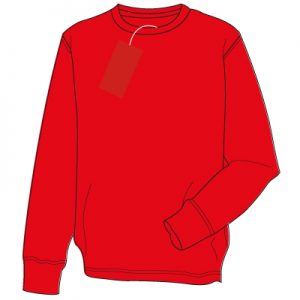 Upperthong Red Fairtrade Cotton/Poly Sweatshirt with School logo.